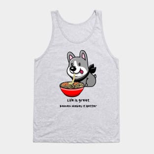 RAMEN Life Cute Kawaii  Dog Noodle Bowl Quote Tank Top